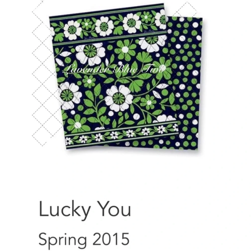 VERA BRADLEY Lucky You Lucky Dots Navy Green White Zip Lined Cosmetic Case 2015